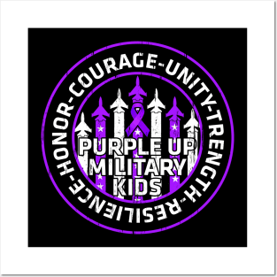 Purple Up for Military Kids Us Flag Cool Military Child Month Posters and Art